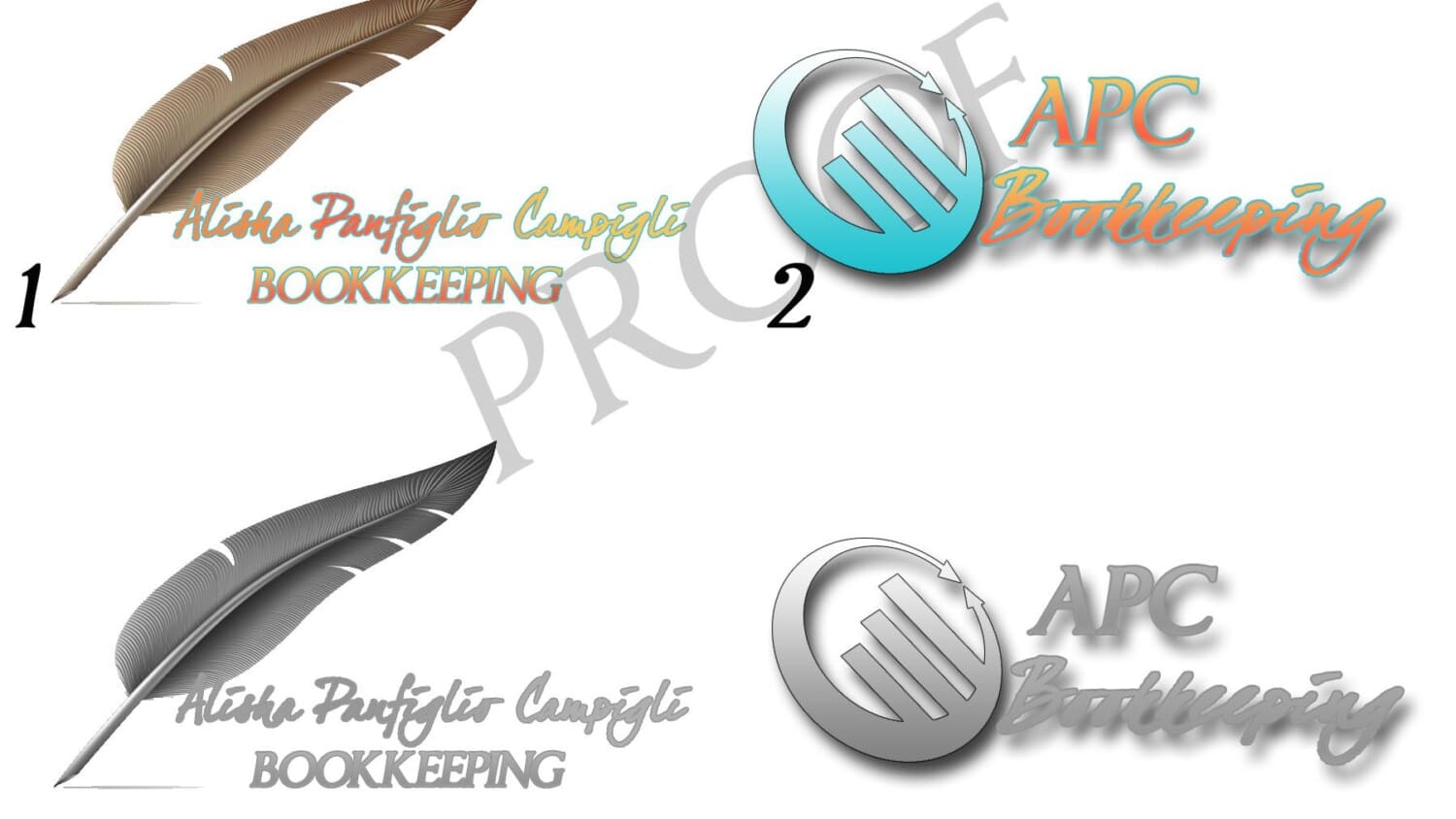 Kamelda's Designs logo portfolio- APC Bookkeeping