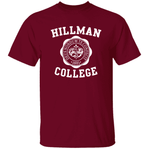 Hillman College Short Sleeve T Shirt(white or burgundy lettering)